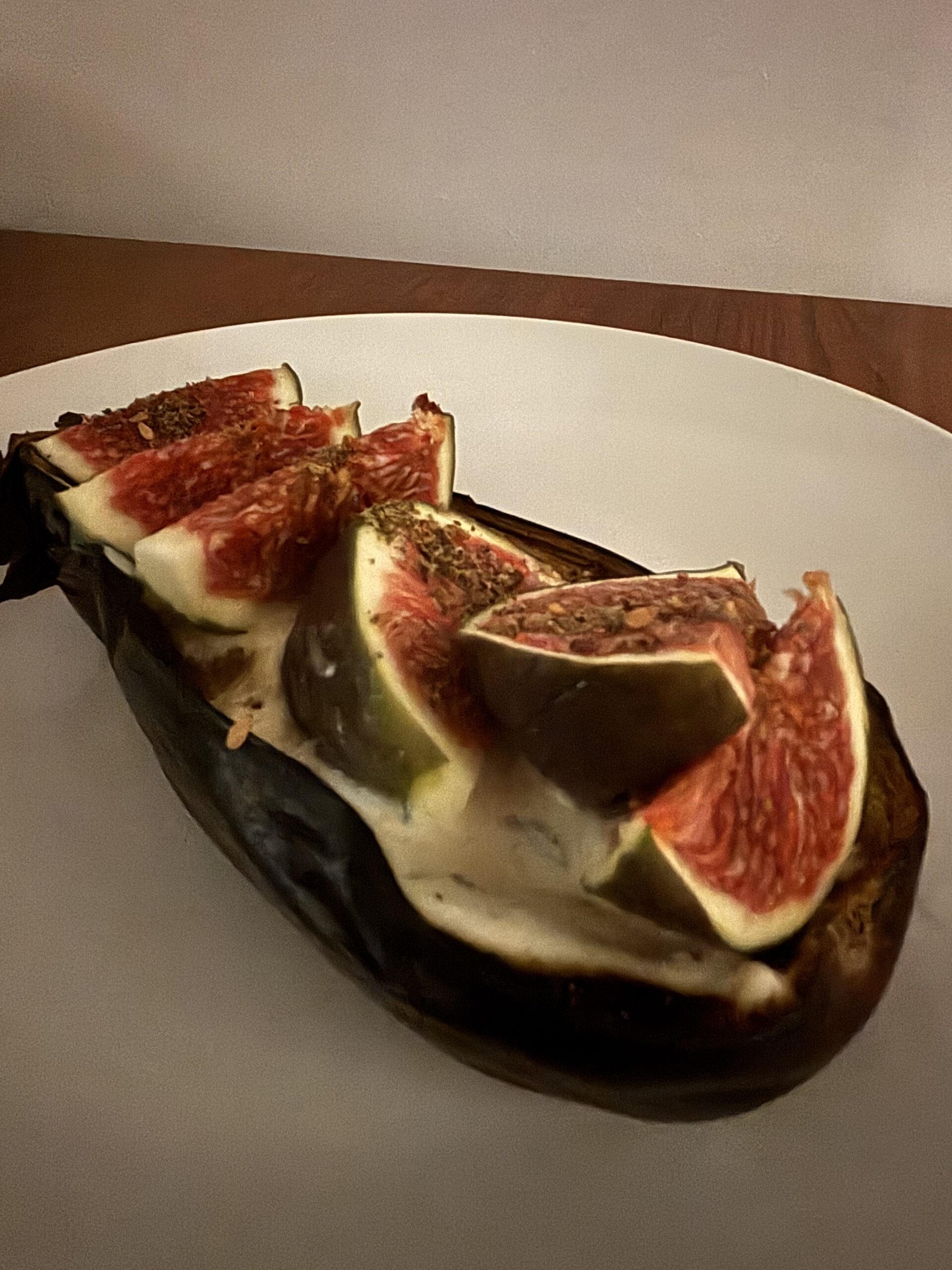 Aubergines rôties aux figues et au Boursin